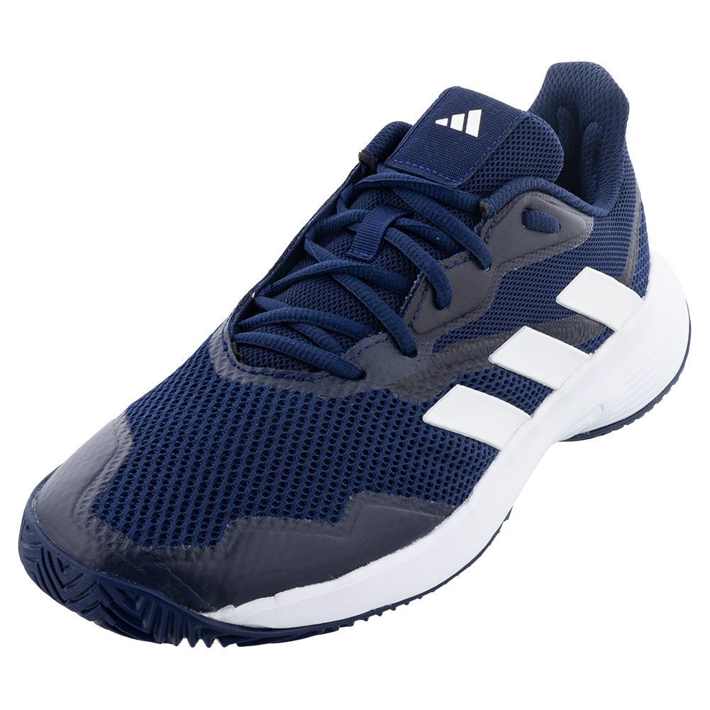 adidas Men`s CourtJam Control Tennis Shoes Navy 2 and Footwear White