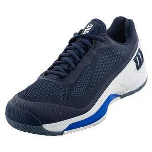 Men`s Rush Pro 4.0 Tennis Shoes Navy Blaze and White