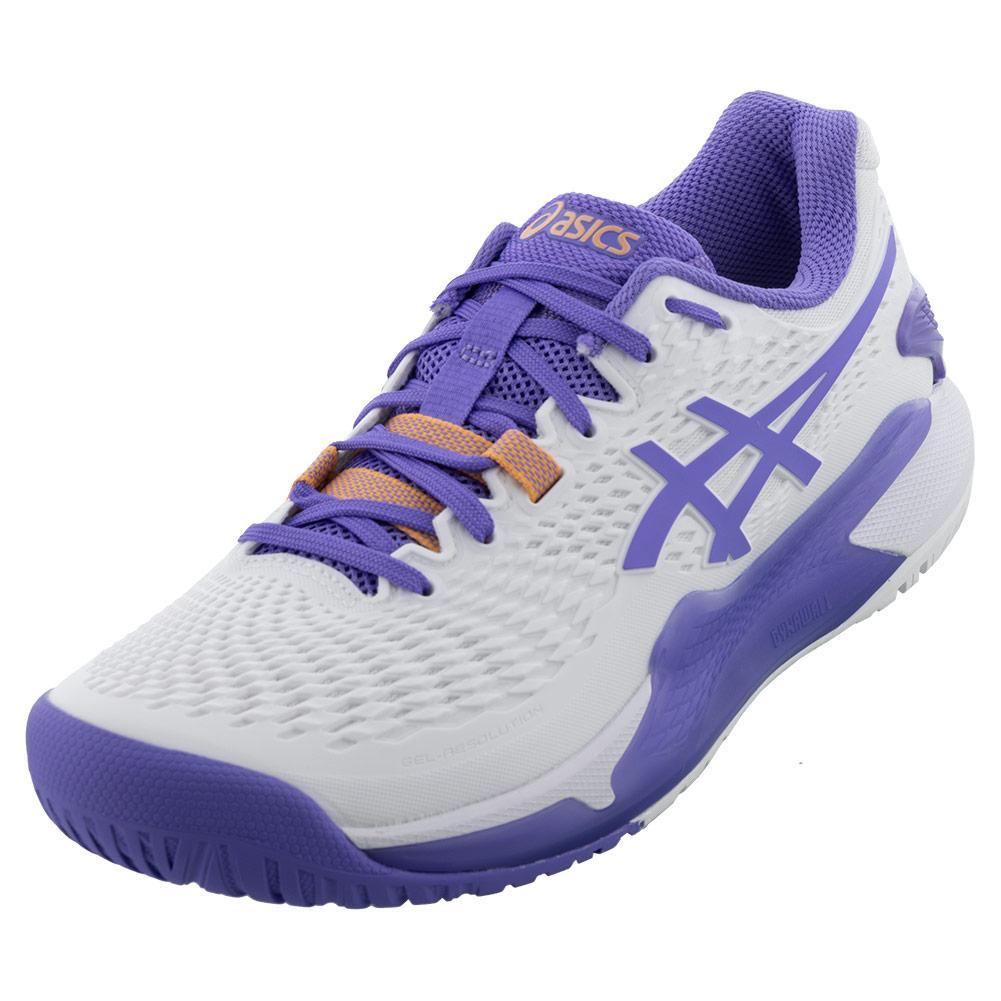 ASICS GEL-Resolution Wide Tennis Shoes White and Amethyst