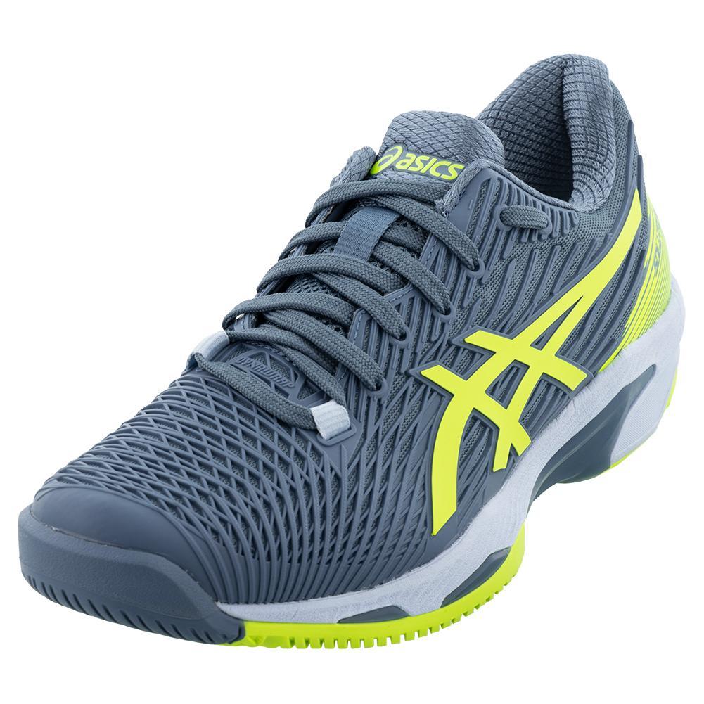 ASICS Men`s Solution Speed FF 2 Tennis Steel Blue and Green