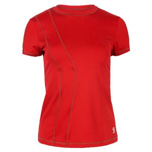 Women`s Short Sleeve Tennis Top RED
