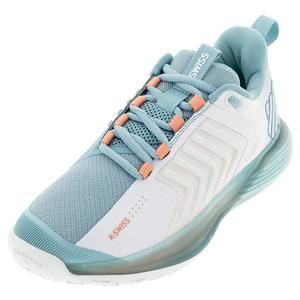 Women`s Ultrashot 3 Tennis Shoes Blanc de Blanc and Nile Blue