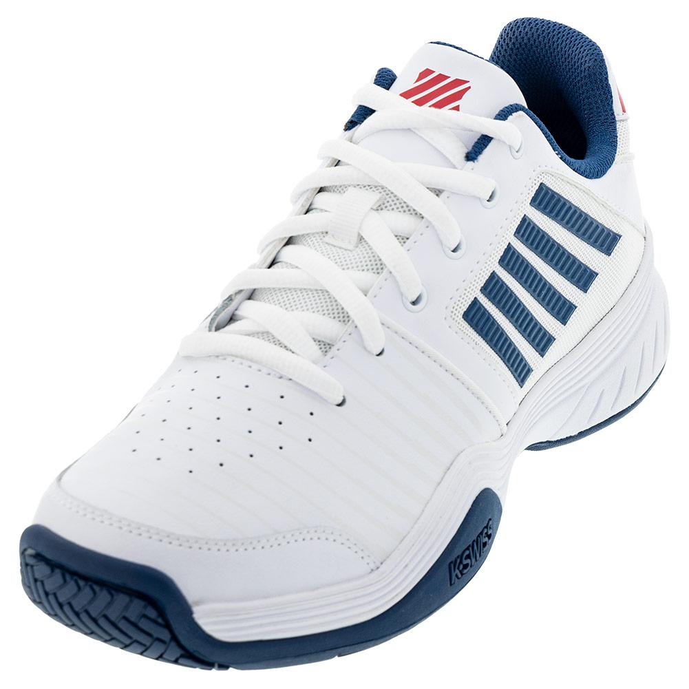 K-Swiss Men`s Court Express Tennis Shoes White and Blue Opal