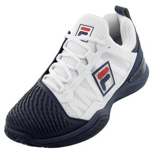 Men`s Speedserve Energized Tennis Shoes Fila Navy and White