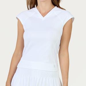 Women`s Bliss Short Sleeve Tennis Top White Roses