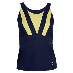 Women`s Alley Halter Tennis Tank Fila Navy and Limoncello