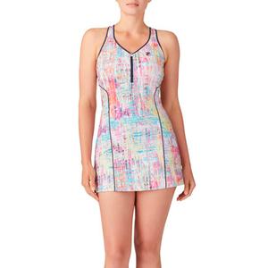 Women`s Alley Printed Tennis Dress Striation and Fila Navy