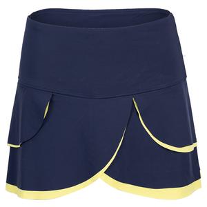 Women`s Alley Scallop Tennis Skort Fila Navy and Limoncello