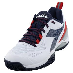 Men`s Blushield Torneo Clay Tennis Shoes White and Blue Corsair