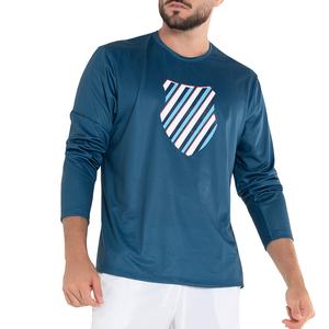 Men`s Shield Logo Tennis Long Sleeve Blue Opal