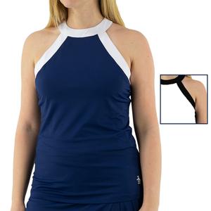 Women`s Sleeveless Color Block Halter Tennis Top