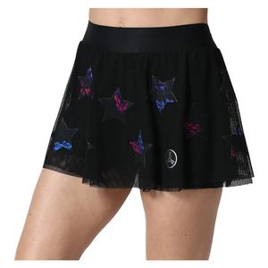 Women`s Speed Flaming Boa Mesh KO Flounce Tennis Skort Nero and Hot Pink