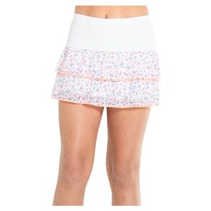 Girl`s Blossom Mesh Tennis Skort White