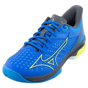 Men`s Wave Exceed Tour 5 AC Tennis Shoe Peach Blue and Acid Lime