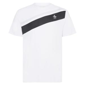 Men`s Short Sleeve Color Block Print Tennis Crew