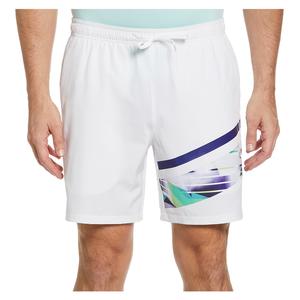 Men`s 7` Printed Color Block Tennis Short 118_BRIGHT_WHITE