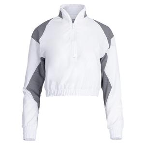 Women`s Crop 1/4 Zip Tennis Long Sleeve White and Black