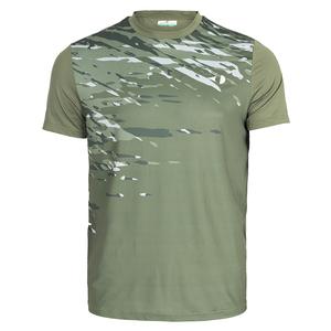 Men`s Asymmetric Camo Print Tennis Crew Olivine