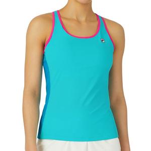 Women`s Tie Breaker Racerback Tennis Tank Blue Radiance and Hawaiian Ocean