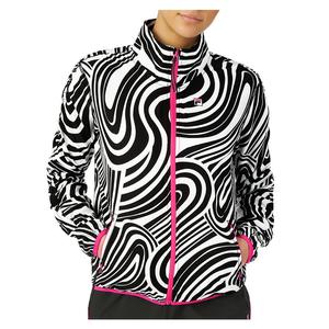 Women`s Tie Breaker Woven Tennis Track Jacket Swirl and Pink Glo