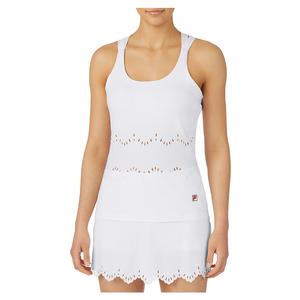 Women`s Whiteline Lasercut Crossback Tennis Tank White