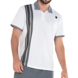 Men`s Vertical Short Sleeve Tennis Polo White