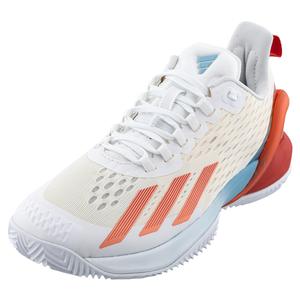 Women`s adizero Cybersonic Clay Tennis Shoes Footwear White and Coral Fusion