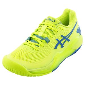 Women`s GEL-Resolution 9 Tennis Shoes Hazard Green and Reborn Blue