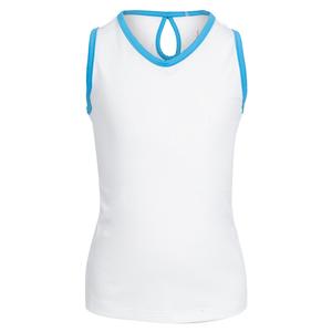 Girl`s Keyhole Back Tennis Tank White