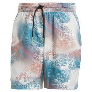 Men`s Printed AeroReady Ergo Tennis Shorts White and Arctic Fusion