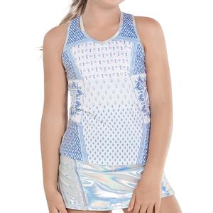 Girl`s All In Ikat Tennis Tank White