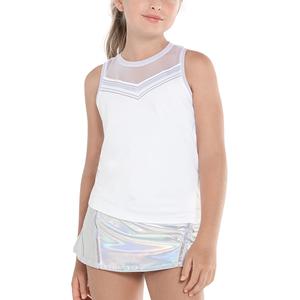 Girl`s Ikat About It Tie Back Tennis Tank White