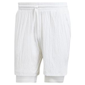 Mens Seersucker AeroReady Pro Tennis Short White