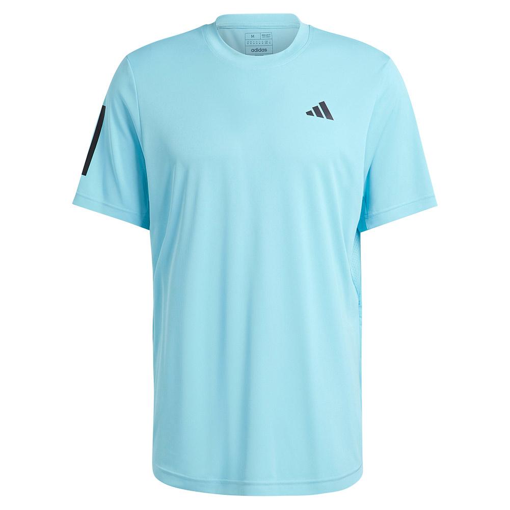 adidas Men`s 3 Stripe Tennis Top Light Aqua