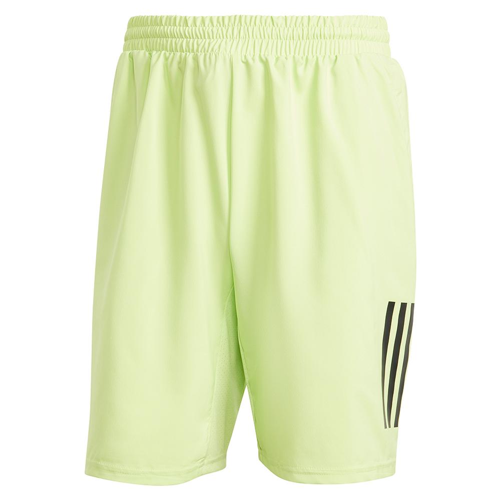  Men's Club 7 Inch 3 Stripe Tennis Shorts Pulse Lime