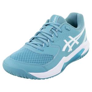 Women`s Gel-Dedicate 8 Tennis Shoes Gris Blue and White