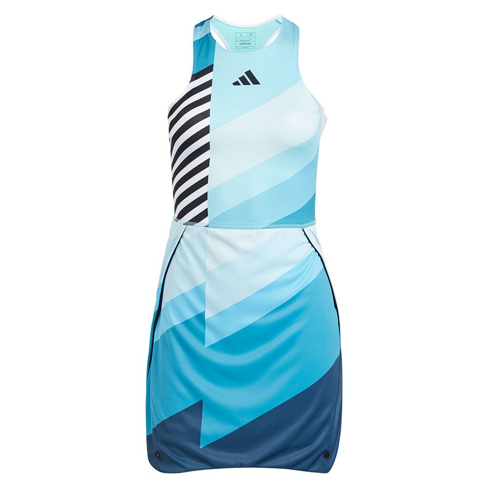  Women's Aero Ready Transformative Tennis Dress Flash Aqua And Black