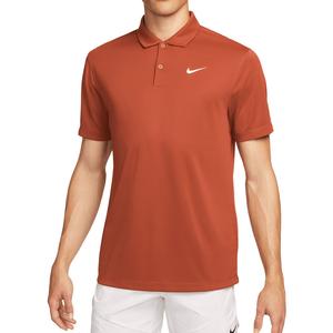 Men`s Court Dri-Fit Solid Tennis Polo Rugged Orange and White