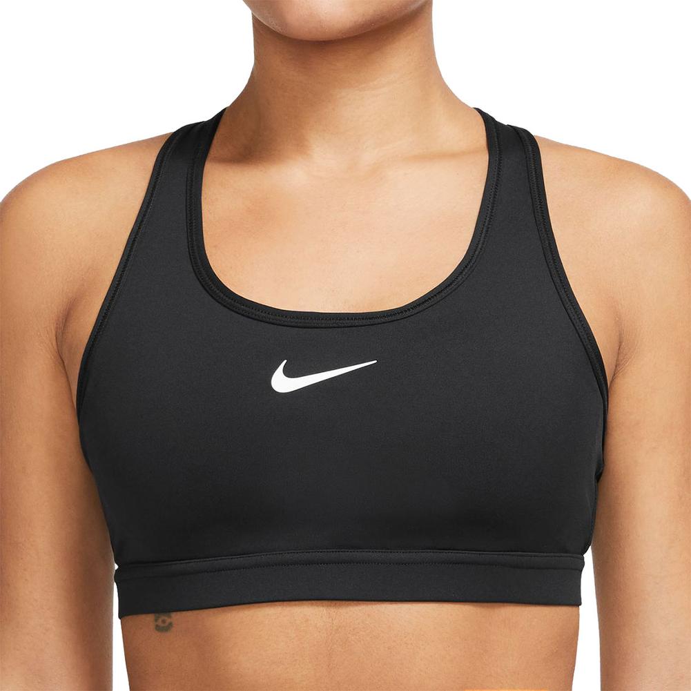 Nike Women's Dri-FIT Swoosh Medium Support 1 Piece Pad Sports Bra  (Black/White)