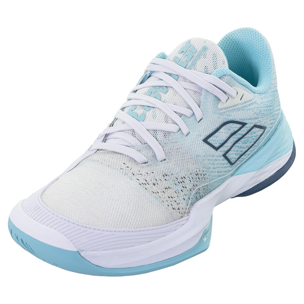 Babolat Women`s Jet Mach 3 All Court Tennis Shoes White and Angel Blue
