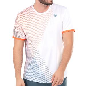 Men`s Orion Stripe Short Sleeve Tennis Top White