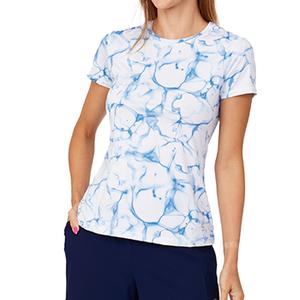 Women`s UV Feather Short Sleeve Tennis Top Aqua