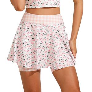 Women`s Cherry Bomb High Waisted Tennis Skirt Cherry Print