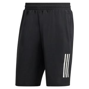 Men`s Club 3-Stripe 9 Inch Tennis Shorts Black