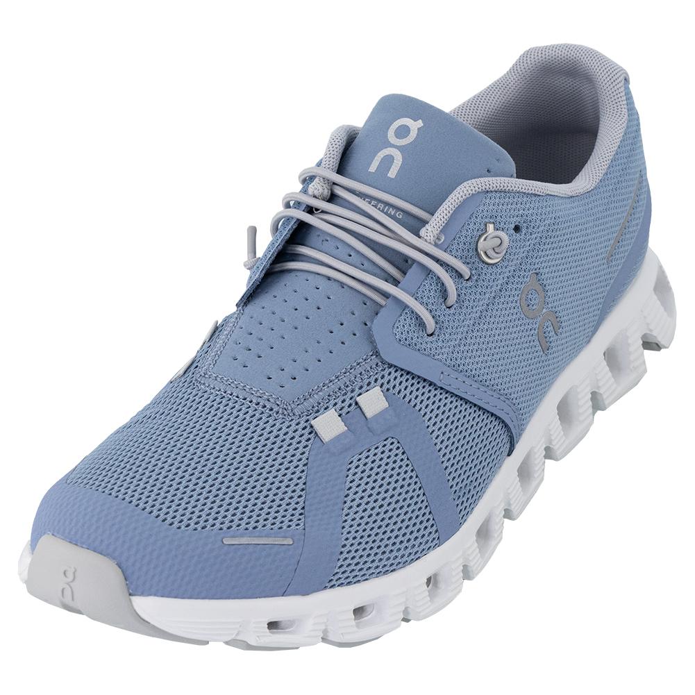 On Men`s Cloud 5 Running Shoes Chambray and White