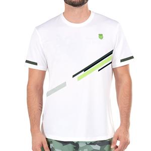 Men`s Dynamic Stripe Short Sleeve Tennis Top White