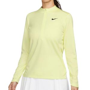 Women`s Dri-Fit UV Club Half Zip Tennis Top Luminous Green and Black