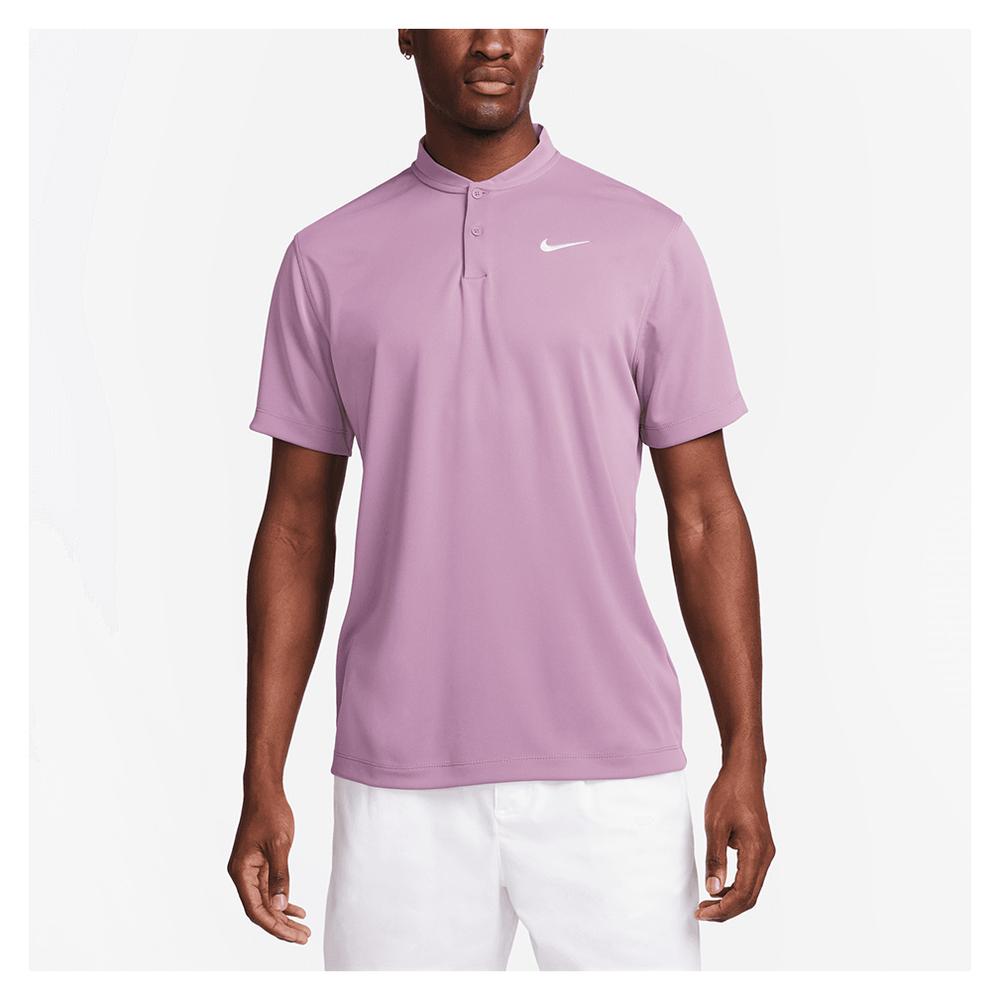 Nike Men`s Court Dri-Fit Blade Solid Tennis Polo Violet Dust and White