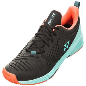 Men`s Sonicage 3 Clay Tennis Shoes Black and Sky Blue