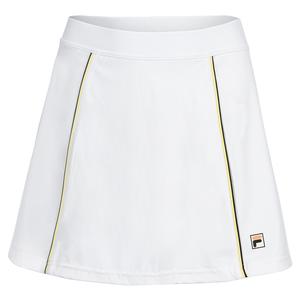 Women`s Backspin A-Line Tennis Skort White and Canary Yellow